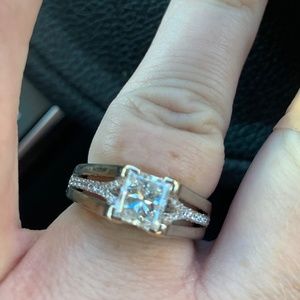 Genuine Princess Cut Modified Square Diamond Solitaire Ring